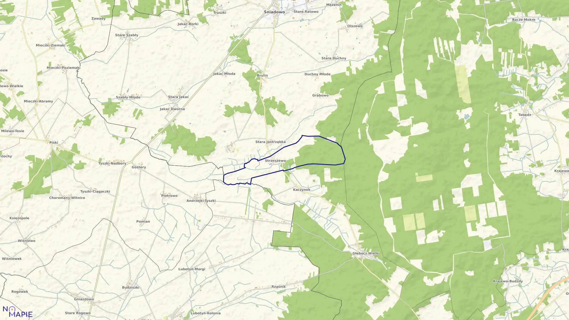 Mapa obrębu Strzeszewo w gminie Śniadowo